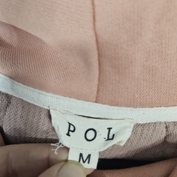 Pol Womens Medium Sweatshirt Boho Cowl Hoodie Pink Waffle Knit Ovetsized Bling - Picture 4 of 12